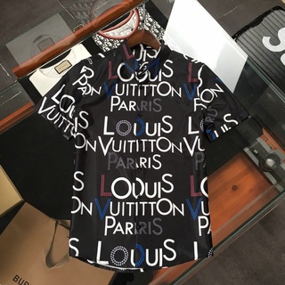 LV Louis Vuitton hombres verano casual fornal oficina negro blanco camisas de manga corta (2)