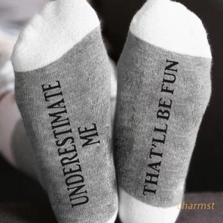 CHA Women Men Novelty Cotton Crew Socks Funny Middle Finger Understimate Me Warning Letters Printed Mid Tube Hosiery Holiday Gifts