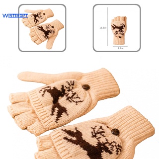 Wintergift guantes cómodos para mujer medio dedo gruesos cálidos de navidad a prueba de viento para viajes