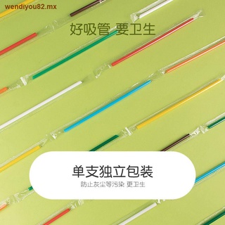 2500 disposable straws juice soymilk fine straws pointed independent packing transparent colored plastic straws