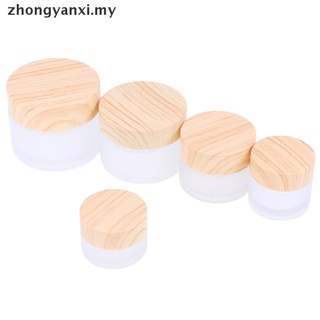 [zhongyanxi] 5g 10g 15g 30g 50g vidrio esmerilado crema tarro de madera maquillaje cuidado de la piel contenedor