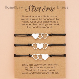 Home&Living wear mujeres vestido nuevas hermanas tarjeta pulsera europea y americana creativa de acero inoxidable en forma de corazón alambre de cera trenzado pulsera joyería de mano