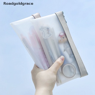 Roadgoldgrace Transparent TPU Leather Korean Fashion Pencil Bag Pouches Stationery Pencil Case WDGR