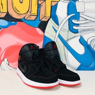 Nike air jordan 1 mid negro rojo