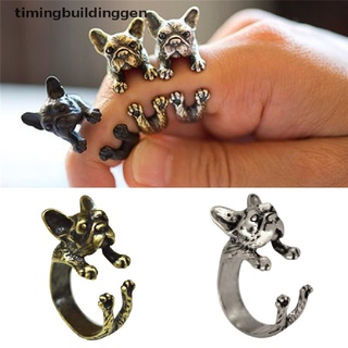 timingbuildinggen vintage francés bulldog animal wrap anillos regalo para mujeres y hombres joyería de moda tbg