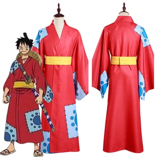 Stock One wano Country Monkey D.Luffy cosplay Ropa kimono Conjunto De Halloween carnaval