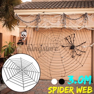 3.0m/118in spider web gigante elástico spiderweb haunted casa cobweb halloween arañas fiesta terror decoración