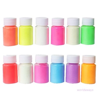 worl kit de pigmentos de resina luminosa de 12 colores brillan en la oscuridad polvo pigmento colorante colorante resina fluorescente joyería herramientas