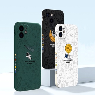Nasa Lovely Astronaut Case for Iphone 11 7 8 6 6s Plus iPhone 13 12 Pro Max Xr Se 2020 X Xs Max Cute Cartoon Side Pattern Soft TPU Back Cover