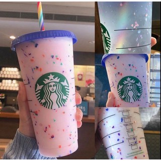 Vaso con logo Starbucks confetti cambia color