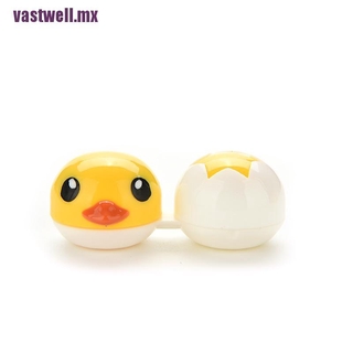 (well) lentes de contacto lente caso titular caja portátil Kit de viaje conjunto lindo pato amarillo (6)