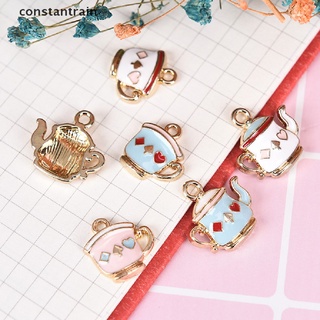 [Cons] 10Pcs/Set Enamel Alloy Teapot Tea Cup Charms Pendant Jewelry Craft DIY Making MX131-3