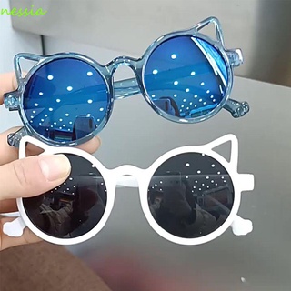NESSIA Al aire libre Gafas de sol con orejas de gato Encantador Gafas UV400 Gafas de sol para niños Protección UV Niño niña Dibujos animados Marco redondo Lindo Vintage Gafas de sol para bebés/Multicolor
