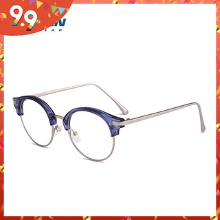 ☁☋❁Round retro anti-blue light glasses frame trend of men and women metal eyebrow half frame flat mirror with myopia glasses frame