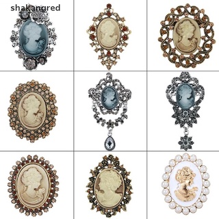 [shakangred] crystal rhinestones cameo vintage broches para mujer queen cameo beauty