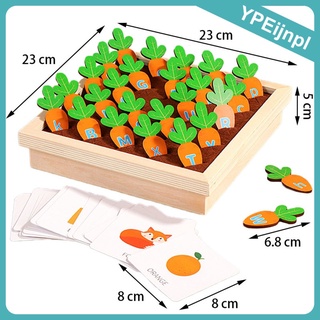 [venta caliente] juego de zanahoria de madera, montessori picking alfabeto fino motor habilidad juguete tallo aprendizaje educativo coincidencia cognitiva