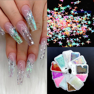 Nuramoon Cross Star Flakes uñas Glitter lentejuelas Paillette manicura 3D arte consejos rebanadas