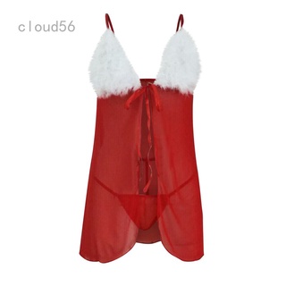 Conjunto de lencería sexy Babydoll para mujer de papá Noel disfraz disfraz Cosplay navidad