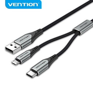 Vention Cable trenzado USB 2.0 a Micro USB tipo C Y Splitter