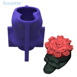 fos 3d rose skull candle - molde de resina epoxi, jabón, silicona, molde de manualidades