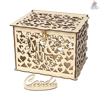 Newc caja De tarjetas De boda con candado Rústico caja De regalo De madera tarjetero Para cumpleaños De boda bebé S