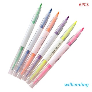 willi 6 colores de doble cabeza resaltador plumas fluorescentes marcador arte dibujo papelería suministros escolares