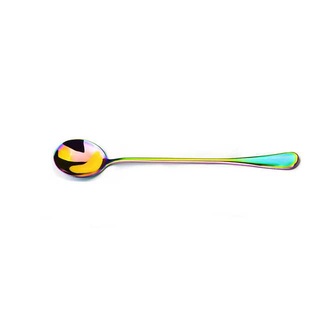 Asipartan cuchara de café arco iris cuchara de té café tiempo arco iris redondo (1)