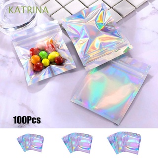 katrina bright bolsas de almacenamiento transparentes bolsas cosméticas planas dulces joyería de aluminio transparente bolsas láser