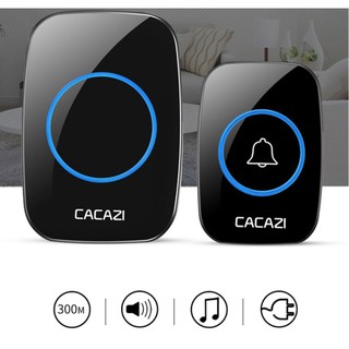 CACAZI nuevo timbre inalámbrico impermeable 300M remoto enchufe de la UE timbre de puerta inteligente batería 1 2 botón 1 2 3 receptor AC