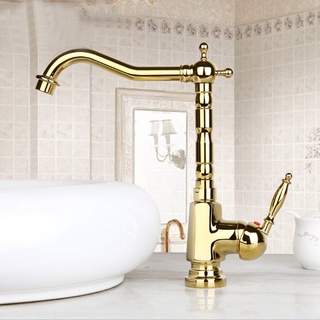 De lujo de oro de una sola manija grifo de cocina baño lavabo grifo de latón grifo mezclador de agua (1)