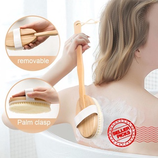 38.5cm Wooden Long-handled Bathing Brush Bristle Brush Brush Massage Bath Scrubbing Brush Brush H4Z4