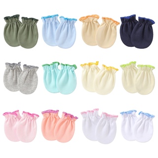 brroa 1 Pair Baby Anti-scratch Soft Cotton Gloves Newborn Handguard Mittens Infants Supplies