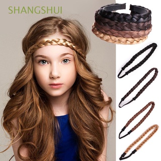 shangshui princesa trenzado diadema vintage sintética peluca bandas de pelo mujeres cabeza aro elástico headwear moda niñas trenzado peluca diadema/multicolor