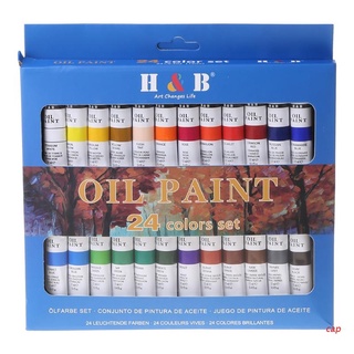 cap 24 Colors Professional Oil Painting Paint Drawing Pigment 12ml Tubes Set Artist