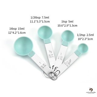 4 piezas de acero inoxidable PP tazas medidoras cucharas de cocina hornear herramientas de cocina (5)