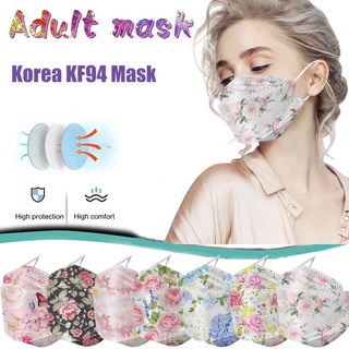 cubrebocas KF94 Mascarilla con estampado 3D de flores para adultos, máscara con filtro antipolvo, protección antivirus, KN95, FFP2, N95, 10 Uds.