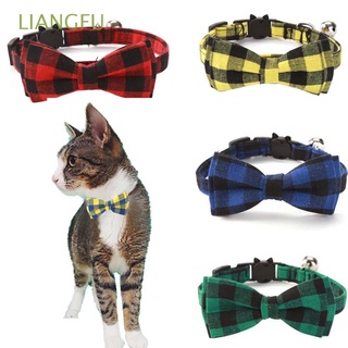 LIANGFU Colorido Collar de gato Ajustable Collar de gato Collar Arco Accesorios para perros Fácil de usar Adorable Para gatitos y cachorros Lattice Artículos para mascotas/Multicolor
