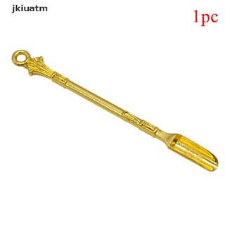 jkiuatm 3 x cuchara de metal dorado uso para sniffer snorter snuff cuchara colgantes 85 mm mx