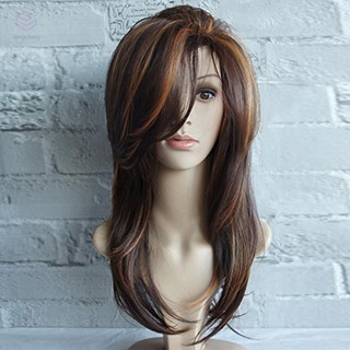 pelucas largas onduladas/pelucas completas para mujer/peluca de cabello marrón/accesorios de extensión de cabello cosplay