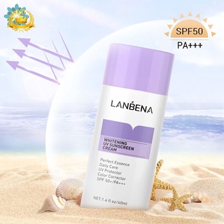 HSU LANBENA Purple Whitening UV Sunscreen Face Sunblock SPF50+ 40ml Skincare Serum