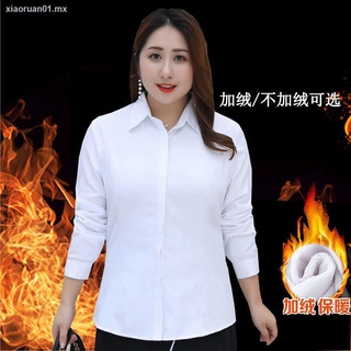 ◆Otoño e invierno más terciopelo grueso camisa blanca de tamaño extra grande de manga larga 200 catties fat MM200 camisa de desgaste profesional camisa de fondo