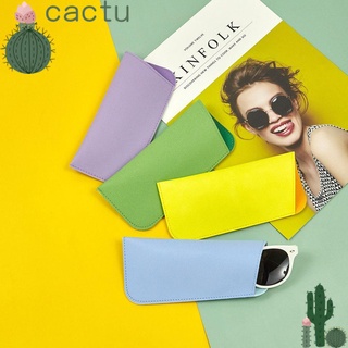 🌵Cactu🌵 El nuevo bolso de gafas multifunción de cuero caso gafas caso de Color sólido colores Pastel bisel simplicidad cuero Artificial/Multicolor