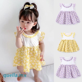 quella Toddler Infant Baby Girls Sleeveless Dress Floral Print Ruffles Sundress Outfits