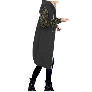 Mujeres caliente sudadera con capucha de impresión Floral cremallera lana tela cárdigan abrigo largo prendas de abrigo
