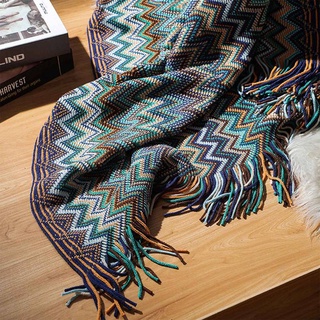 dijiaor manta de rayas de punto con borla de verano mantas para cama sofá manta decorativa tirar suave colcha bohemia manta (6)