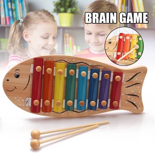 Wooden 8-tone Knocking Music Player Instruments Colorful Cartoon Animal Musical Hand Knock Marimba Toy for Children Baby