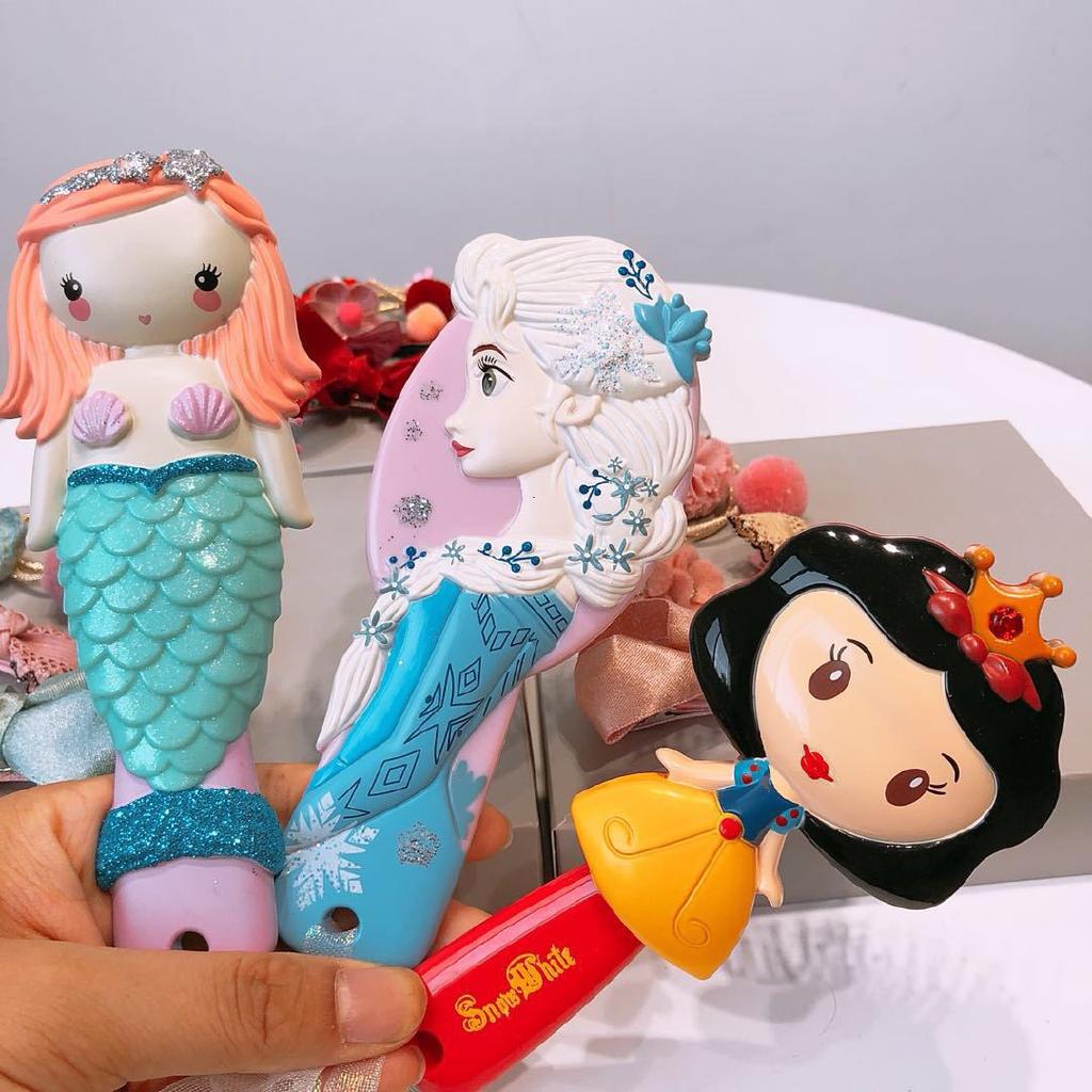 Disney Kid peine 3D princesa Frozen cepillos para el cabello cuidado del cabello niña sirena peine (2)
