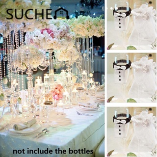 Suchen 2 unids/Set nuevo velo nupcial pajarita romántica copas de vino decoración novia y novio DIY regalos calientes suministros de fiesta