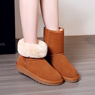 Productos de puntoXH💝Botas de nieve de Otoño e Invierno para mujer2021Nuevos zapatos de mujer gruesos con forro polar, botas de algodón para nieve, de piel de vaca, botas casuales a juego