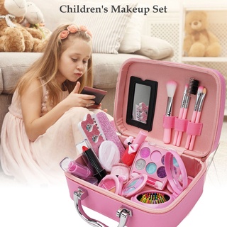 Set de juguetes de maquillaje para niños, lavable, cosmético, con bolsa de cosméticos para niñas pequeñas, princesa, regalo de cumpleaños, Gif, diseño de DCM